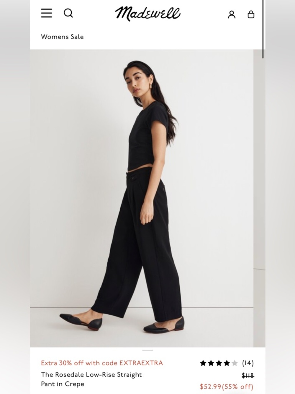 Madewell Straight-Leg Crepe Pants in Black